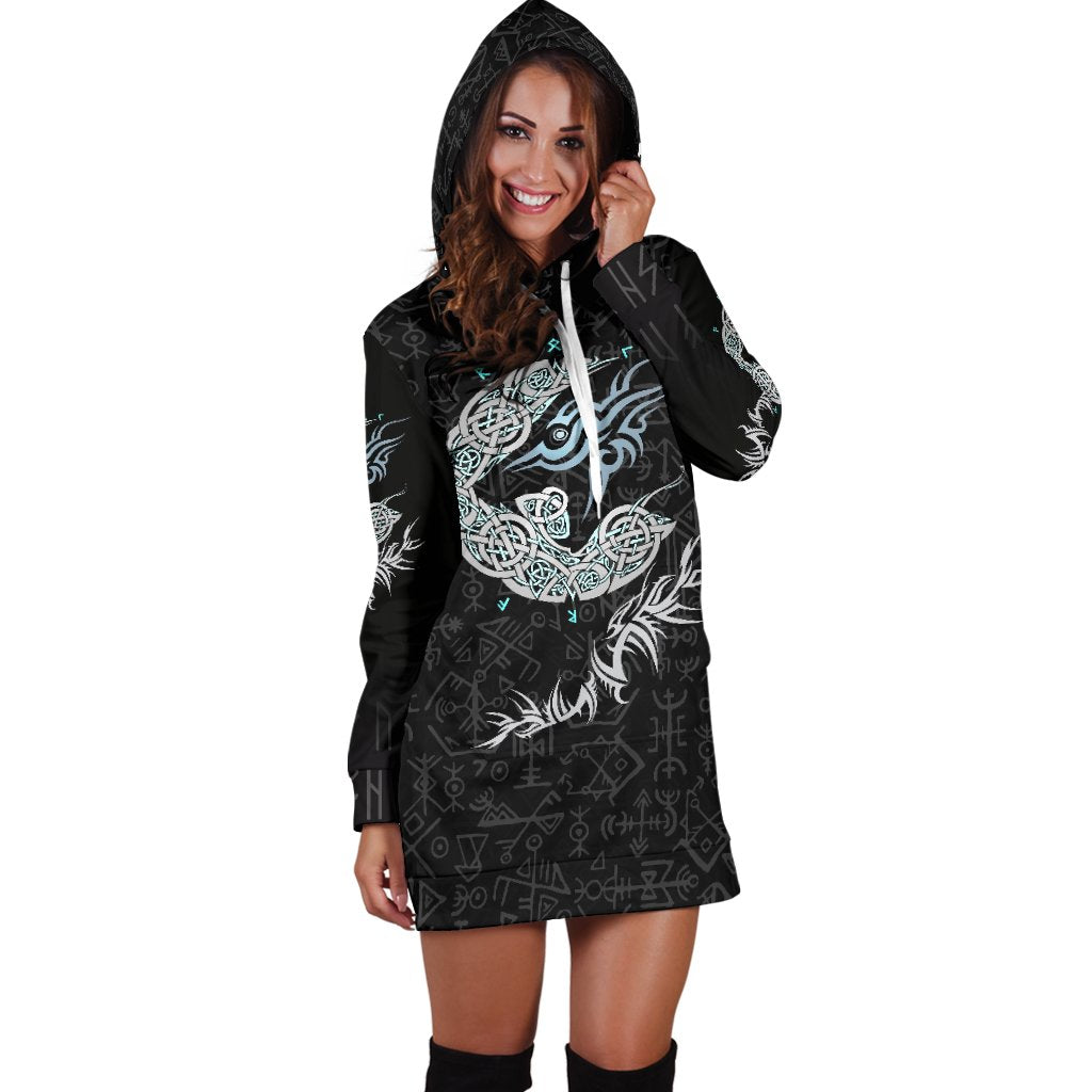 Viking Fenrir Wolf Women's Hoodie Dress RLT12 - Wonder Print Shop