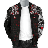 Viking Men's Bomber Jacket - Double Dragon Tattoo and Vegvisir Blood RLT12 - Wonder Print Shop