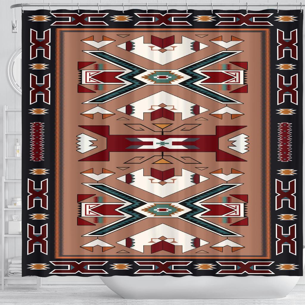 orange-geometric-native-american-shower-curtain