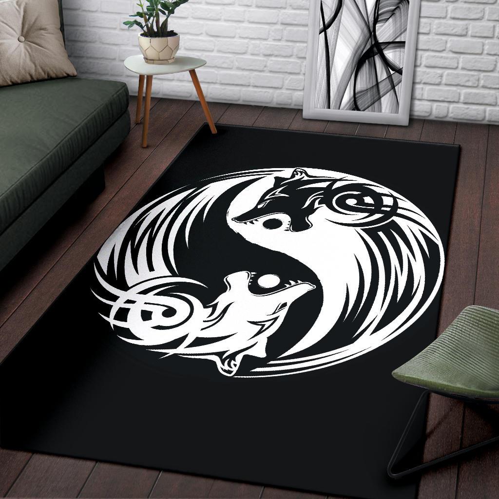 Viking Bomber Area Rug Ying Yang Wolf RLT12 - Wonder Print Shop