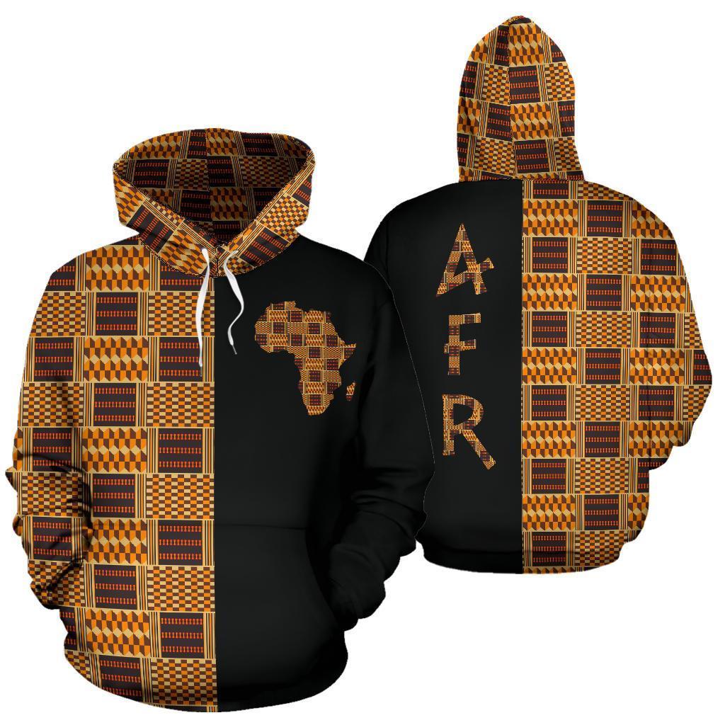 African Hoodie Kente Cloth - Bonwire Style The Half - Wonder Print Shop