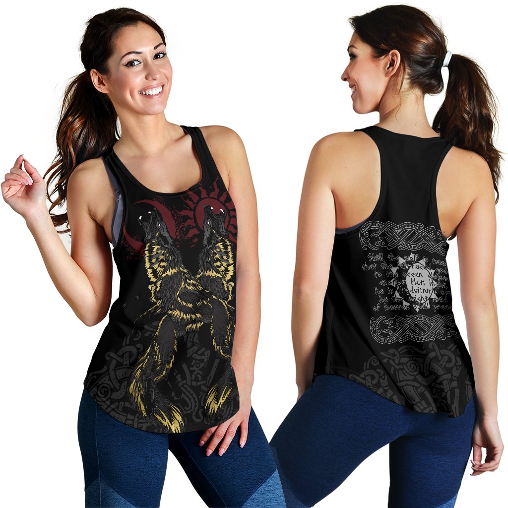 Viking Women's Racerback Tank The Wolves Skoll and Hati RLT12 - Wonder Print Shop