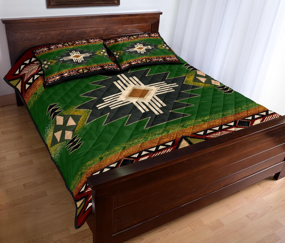 Indigenous Green Native American Quilt Bed Set LT10 - Wonder Print Shop