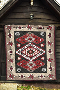 Ethnic Red Gray Pattern Native American Premium Quilt LT10 - Wonder Print Shop