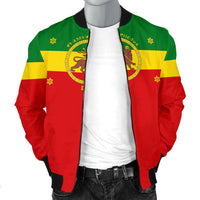 Ethiopia Men's Bomber Jacket - Imperial Flag Haile Selassie, with the Lion of Judah - Wonder Print Shop