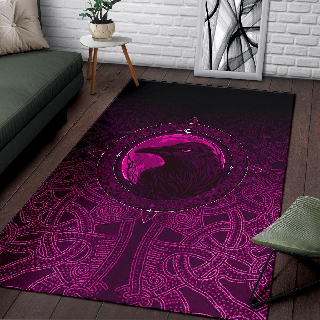 Viking Area Rug, Ethnic Odin Raven Pink RLT12 - Wonder Print Shop