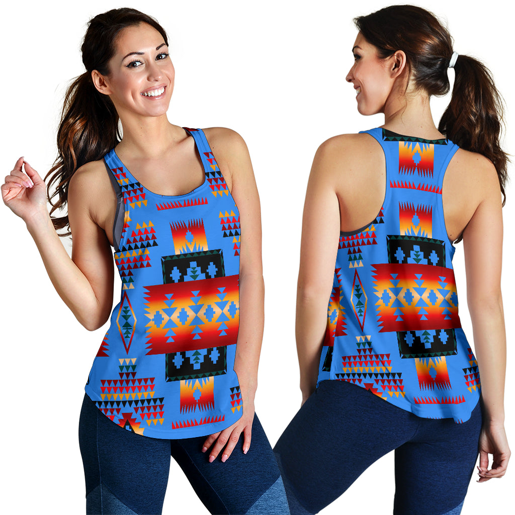 Navy Tribes Pattern Native American Women Racerback Tank LT10 - Wonder Print Shop