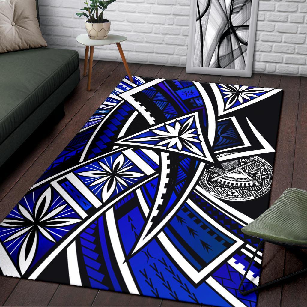 american-samoa-area-rug-tribal-flower-special-pattern-blue-color