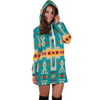Turquoise Tribe Design Native American Hoodie Dress LT10 - Wonder Print Shop