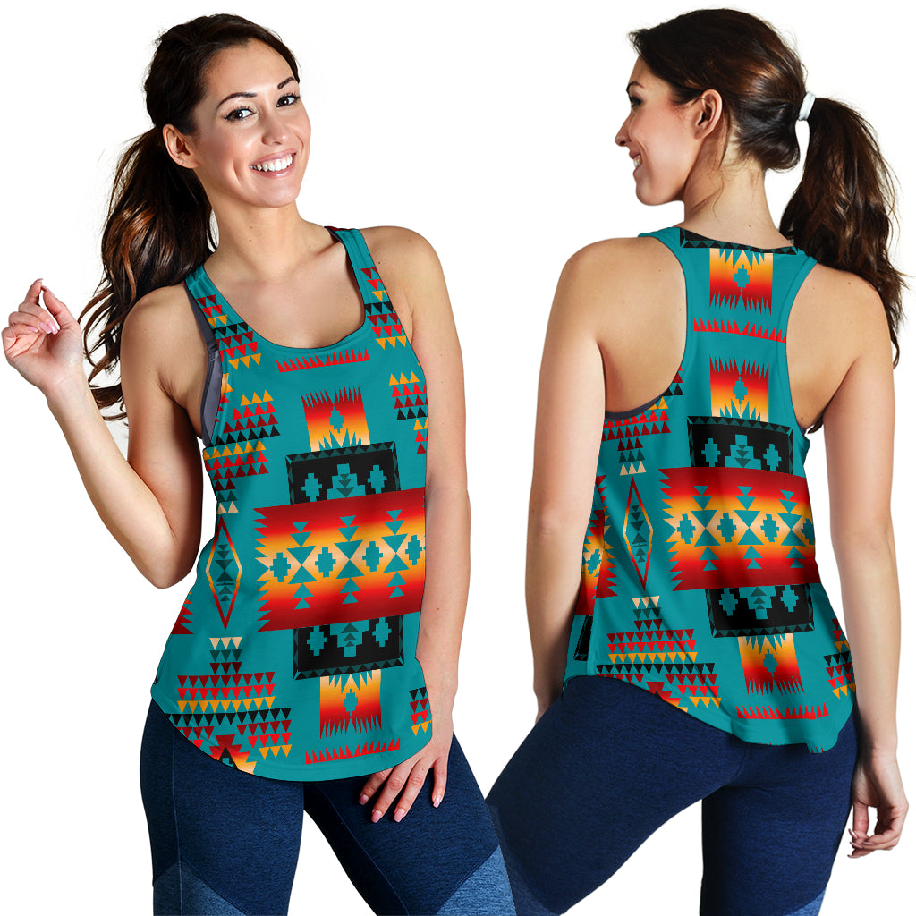 Blue Native Tribes Pattern Native American Women Racerback Tank LT10 - Wonder Print Shop