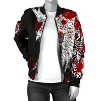 Custom Viking Women's Bomber Jacket - Mystical Raven Tattoo Blood RLT12 - Wonder Print Shop