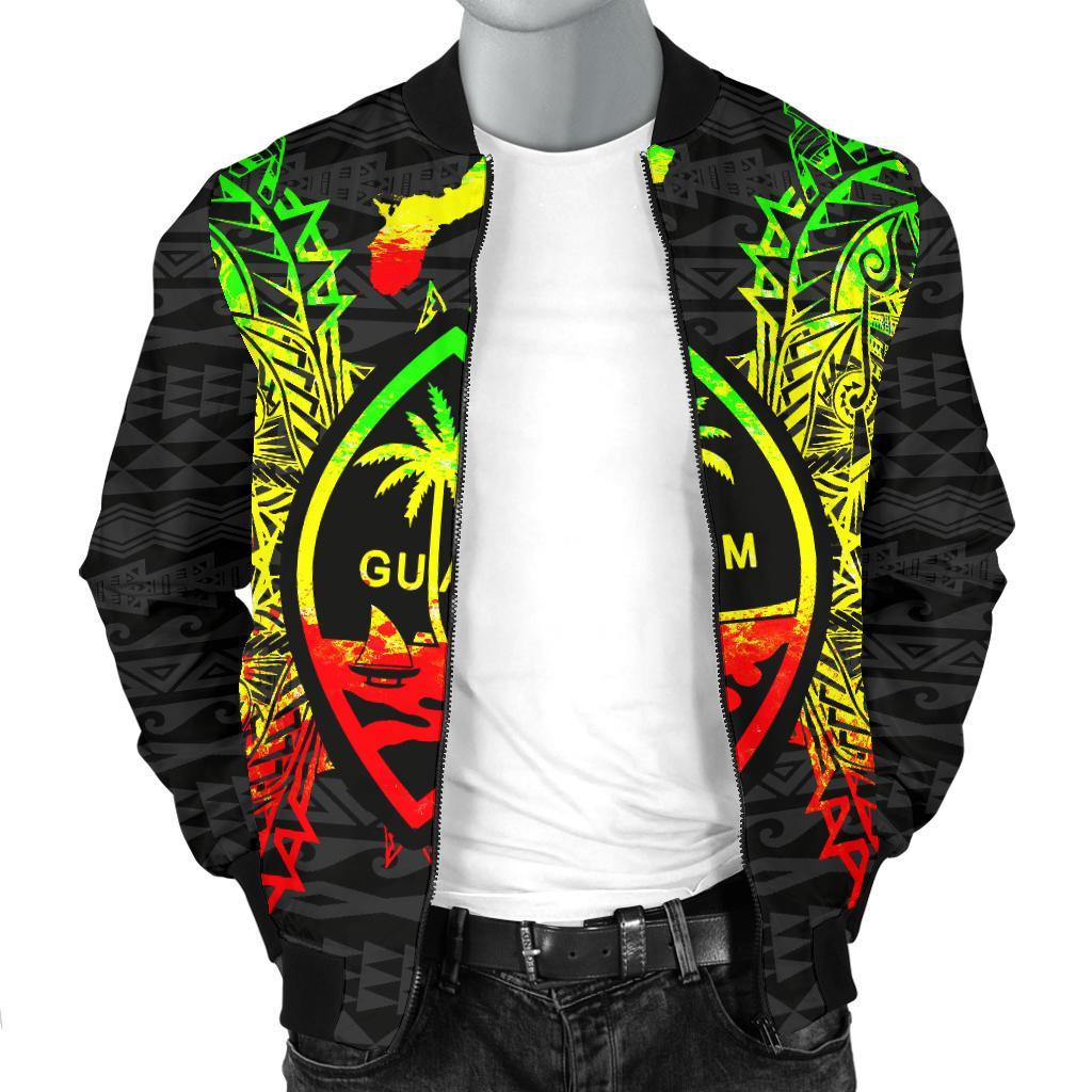 Guam Polynesian Men's Bomber Jacket Map Reggae - Wonder Print Shop