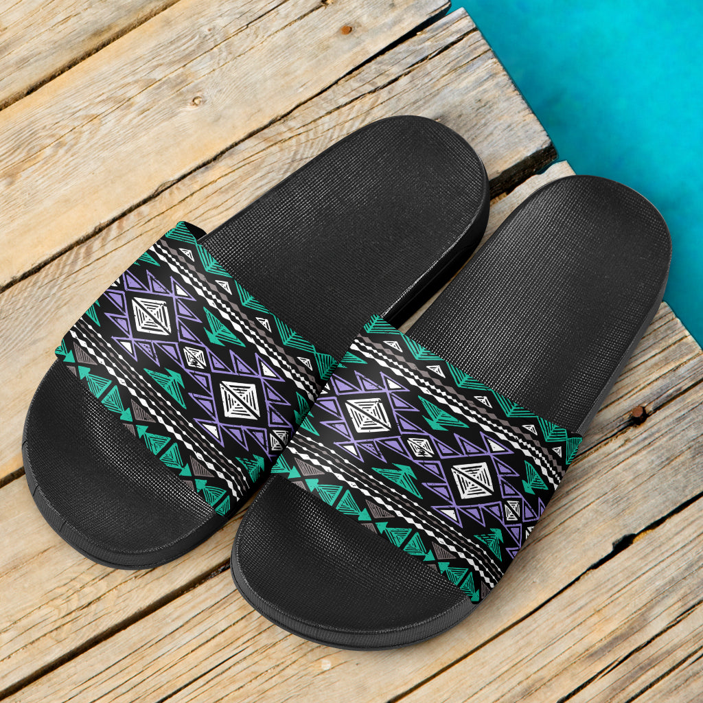 neon-color-tribal-slide-sandals