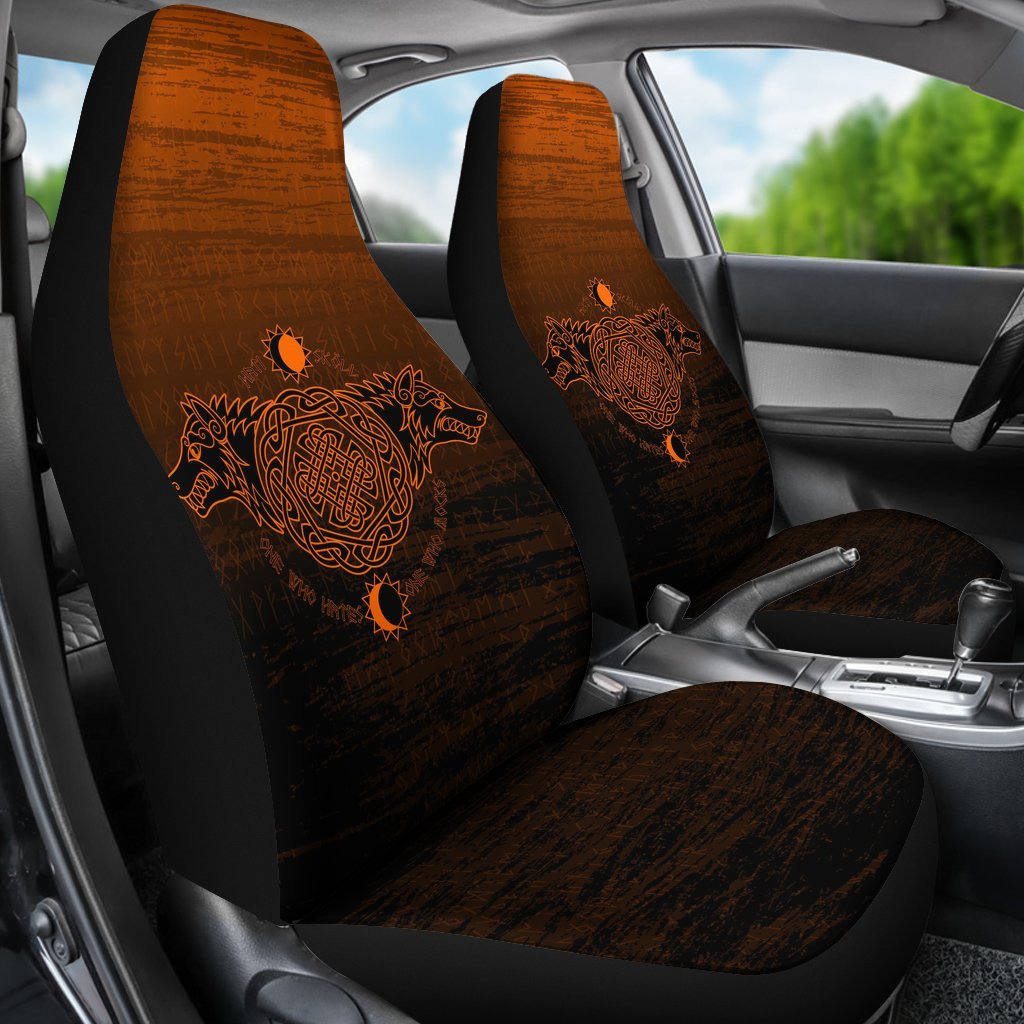 Viking Car Seat Covers, Skoll and Hati Orange RLT12 - Wonder Print Shop