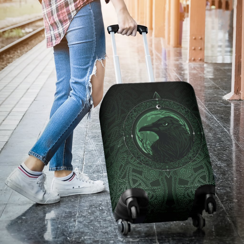 Viking Luggage Covers, Ethnic Odin Raven Green RLT12 - Wonder Print Shop