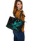 Viking Larger Leather Tote Bag The Raven Of Odin Rune Cyan RLT12 - Wonder Print Shop