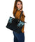Viking Large Leather Tote, Fenrir Raven and Vegvisir Tattoo Cyan RLT12 - Wonder Print Shop