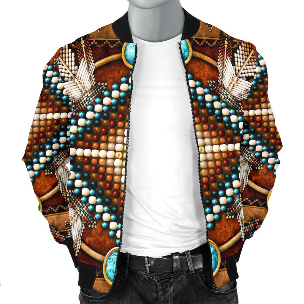 Naumaddic Arts Brown Native American Bomber Jacket LT10 - Wonder Print Shop