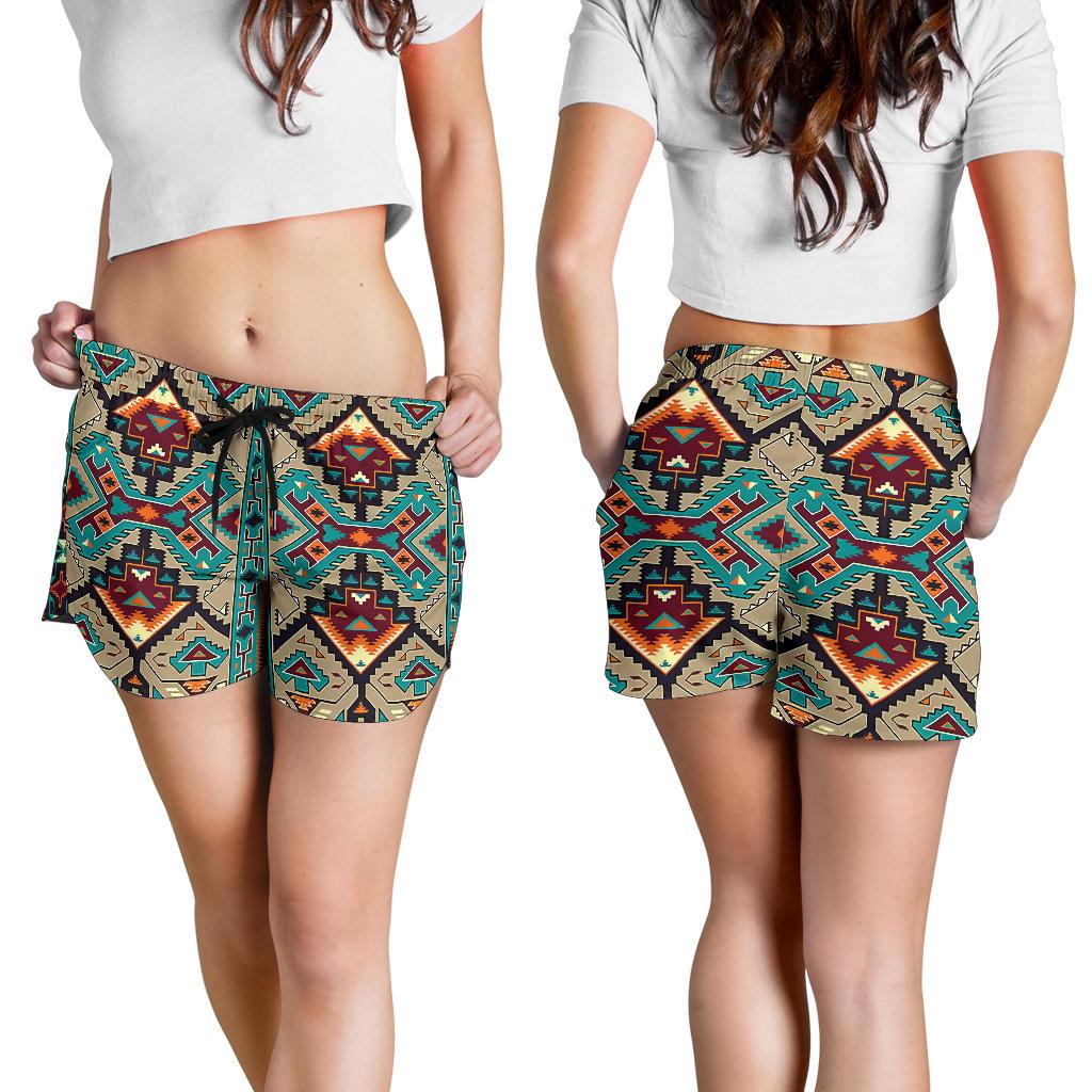 native-american-tribe-blue-pattern-all-over-print-women-shorts