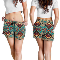 native-american-tribe-blue-pattern-all-over-print-women-shorts