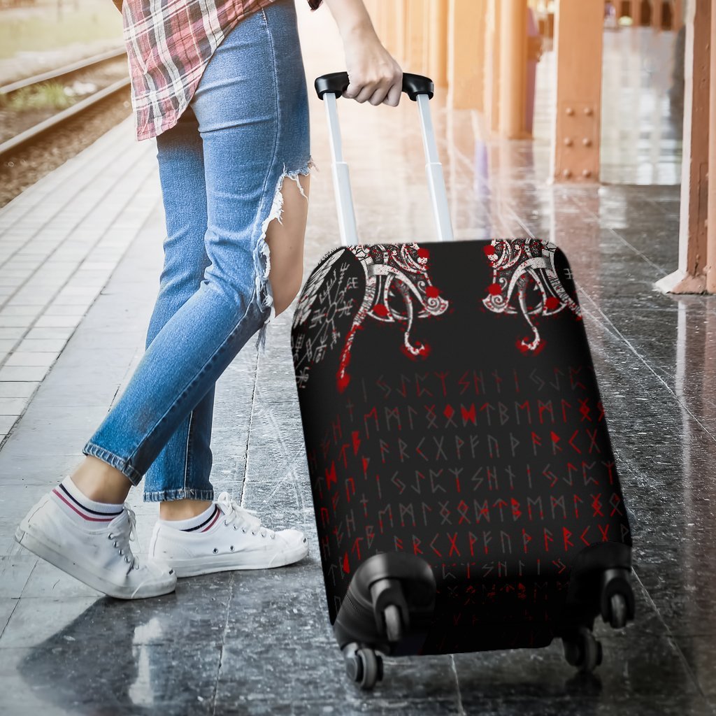Viking Luggage Covers - Double Dragon Tattoo and Vegvisir Blood RLT12 - Wonder Print Shop