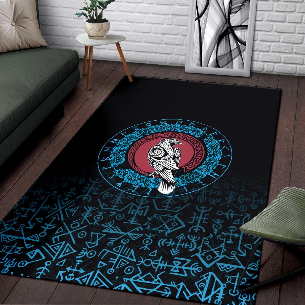 Viking Area Rug Raven Celtic Cyan RLT12 - Wonder Print Shop