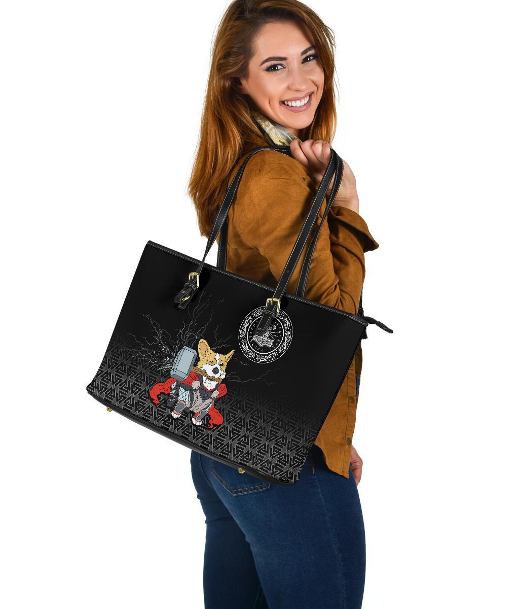 Viking Large Leather Tote The Mighty Thorgi RLT12 - Wonder Print Shop