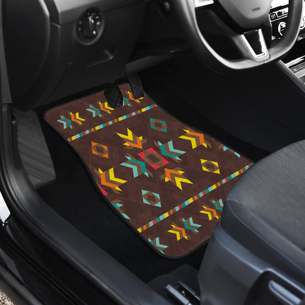 Brown Pattern Native American Front And Back Car Mats (Set Of 4) LT10 - Wonder Print Shop
