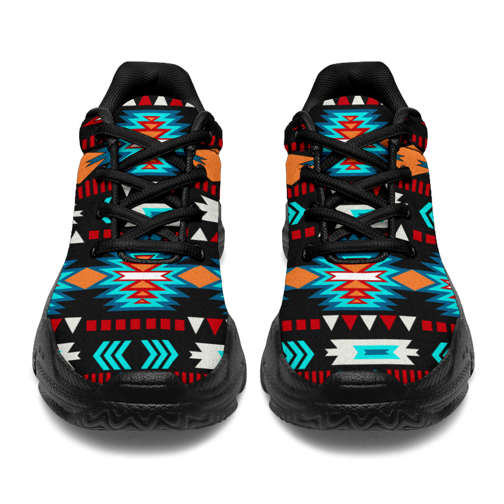 native-american-light-neon-blue-pattern-chunky-sneakers-new