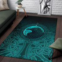 Viking Area Rug, Ethnic Odin Raven Cyan RLT12 - Wonder Print Shop