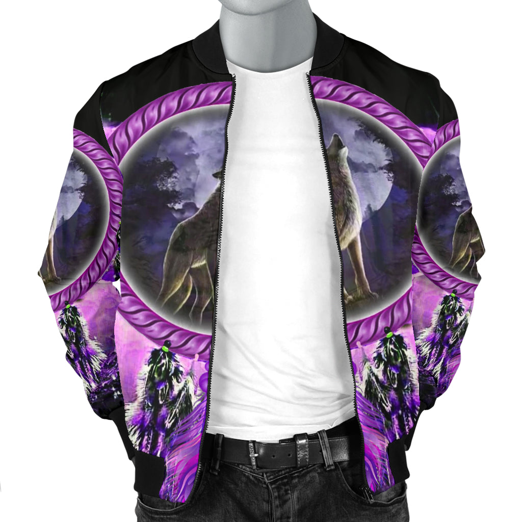 Howling Wolf Dream Men's Bomber Jacket LT10 - Wonder Print Shop