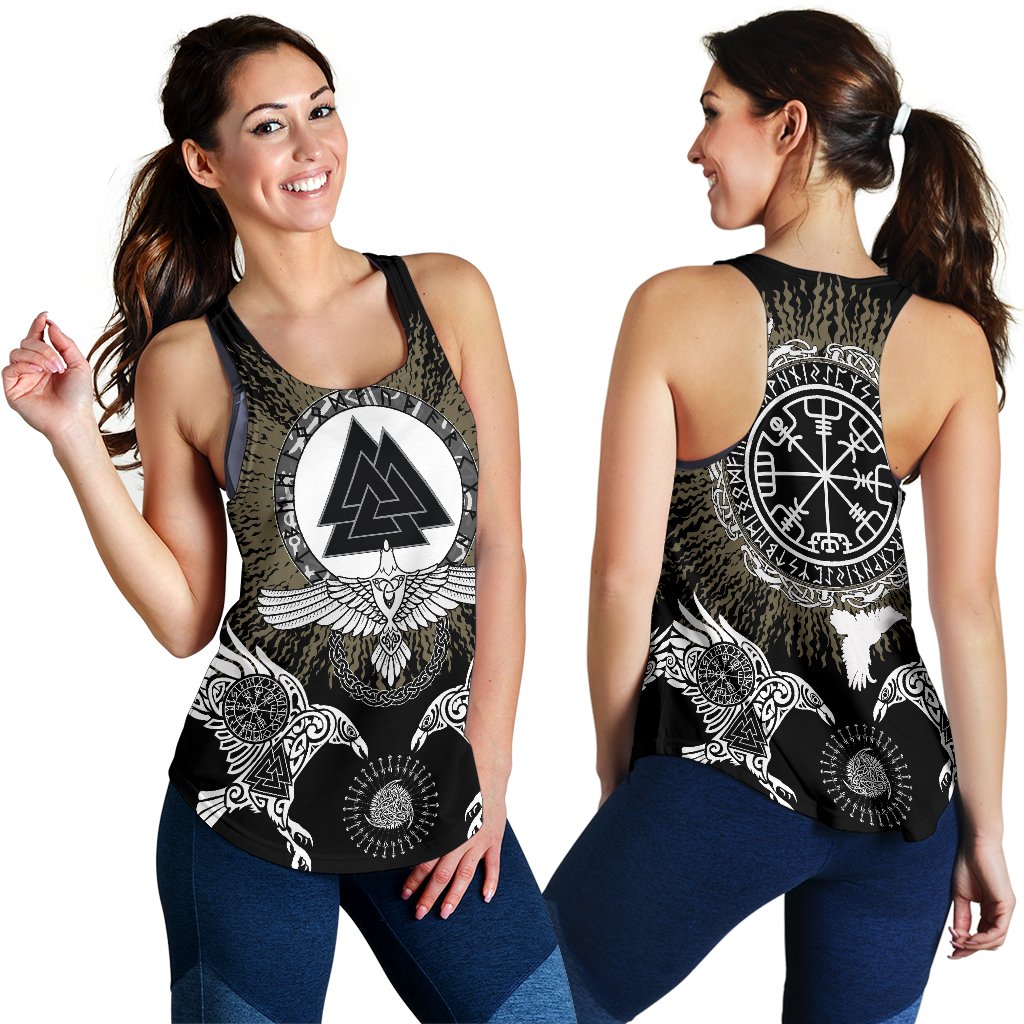 Viking Women's Racerback Tank - Raven, Valknut and Vegvisir RLT12 - Wonder Print Shop