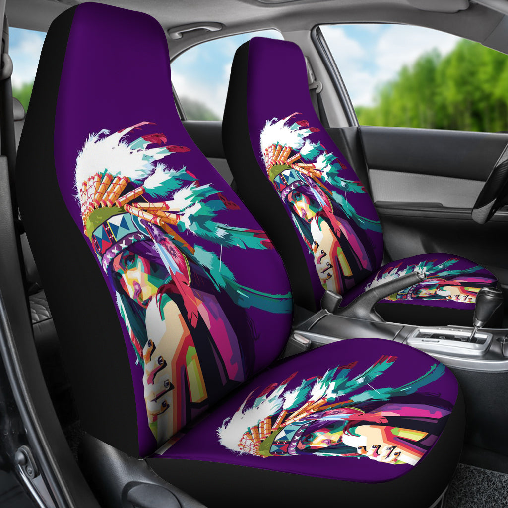 Girl With Feather Headdress Car Seat Covers LT10 - Wonder Print Shop