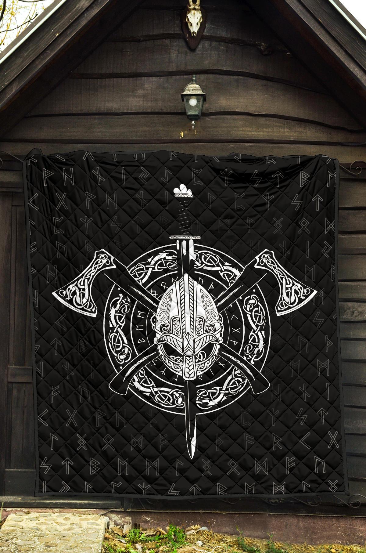 Viking Helmet Crossed Premium Quilt RLT12 - Wonder Print Shop
