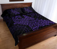 Polynesian Quilt Bed Set - Polynesian Purple Shark Warrior Tattoo - Wonder Print Shop