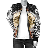 Viking Women's Bomber Jacket - Wolf and Vikings Tattoo 3D RLT12 - Wonder Print Shop