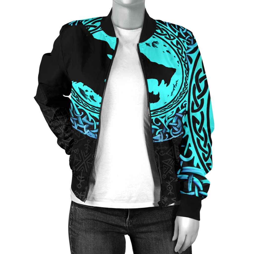 Viking Women's Bomber Jacket - Fenrir Norse Wolf RLT12 - Wonder Print Shop