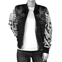 Viking Women's Bomber Jacket - Odin Huginn and Muninn Rune RLT12 - Wonder Print Shop