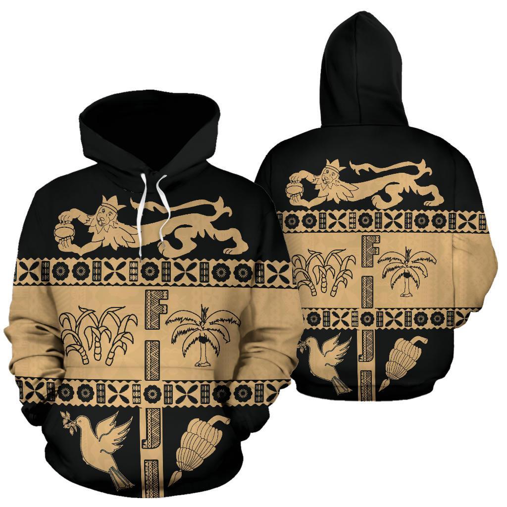 Fiji Tapa Hoodie Fiji Gold Coat of Arms - Wonder Print Shop