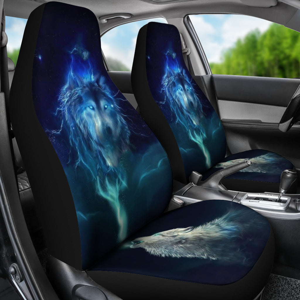 Light Rays Wolf Car Seat Covers LT10 - Wonder Print Shop