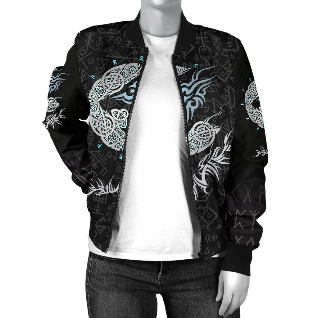 Viking Fenrir Wolf Women's Bomber Jacket RLT12 - Wonder Print Shop