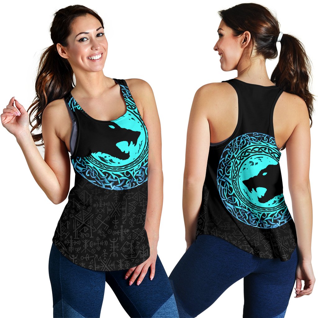 Viking Women's Racerback Tank - Fenrir Norse Wolf RLT12 - Wonder Print Shop