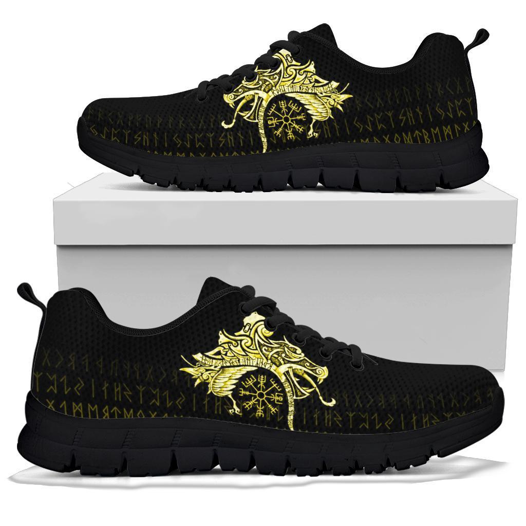 Viking Sneakers, Fenrir Raven and Vegvisir Tattoo Yellow RLT12 - Wonder Print Shop