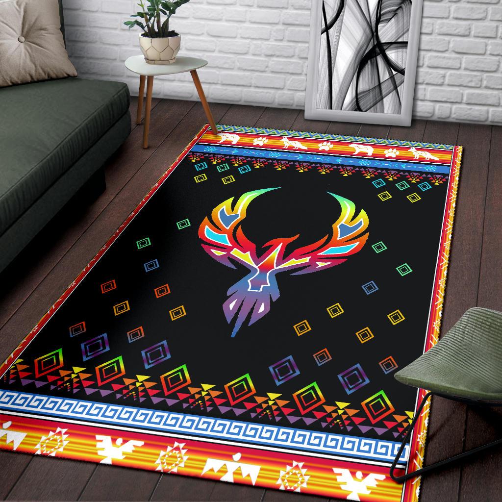 Phoenix Rising Native American Design Area Rug V2 LT10 - Wonder Print Shop