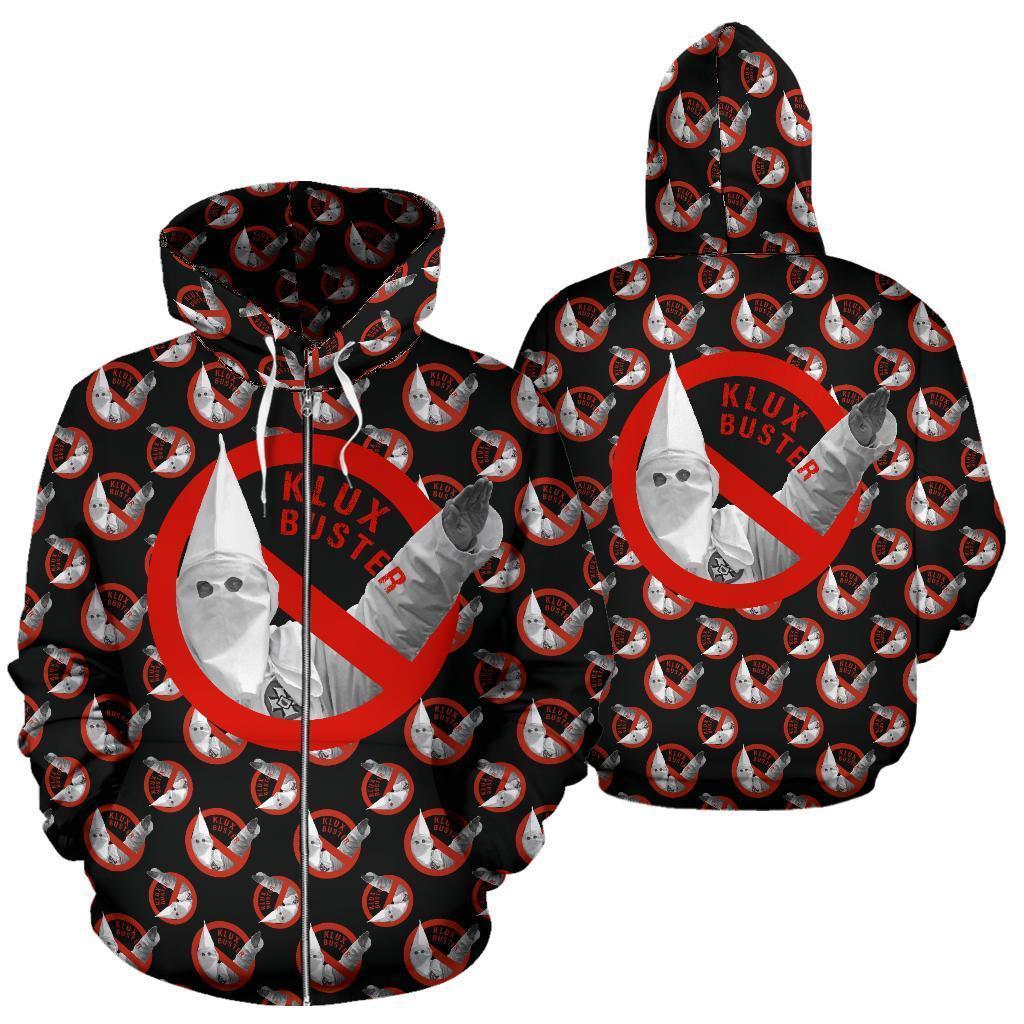 African Hoodie Anti KKK Klux Buster Zip Hoodie - Wonder Print Shop