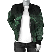 Viking Women's Bomber Jacket, Ethnic Odin Raven Green RLT12 - Wonder Print Shop
