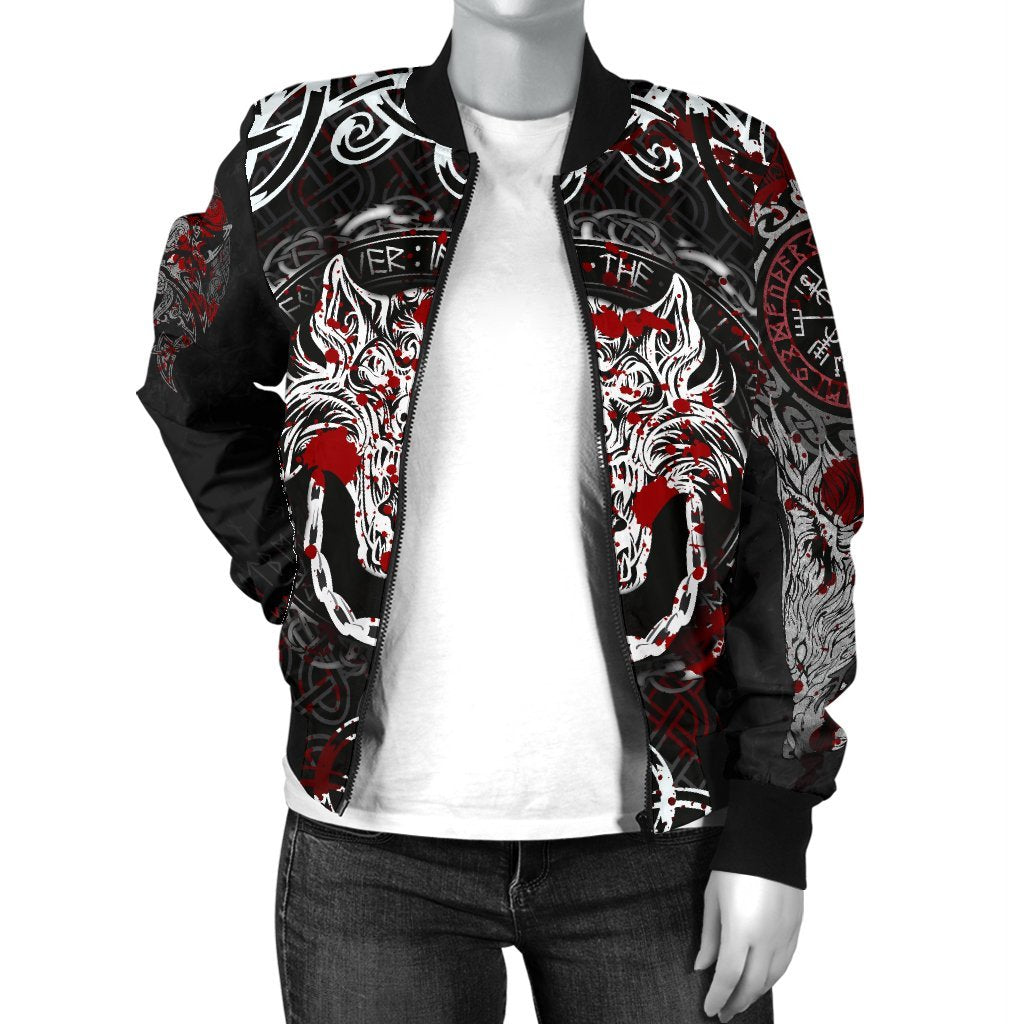 Viking Women's Bomber Jacket - Fenrir Viking Blood 3D RLT12 - Wonder Print Shop
