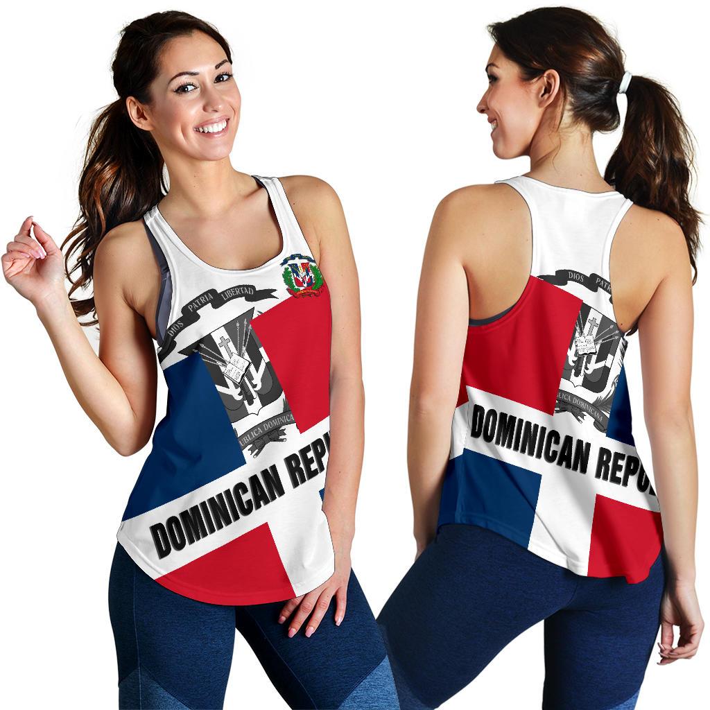 Dominican Republic Women's Racercback Tank - Flag And Coat Of Arms - Wonder Print Shop