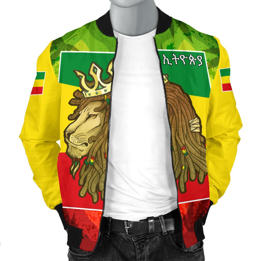 Ethiopia Bomber Jacket Rasta Lion King Flag Men - Wonder Print Shop