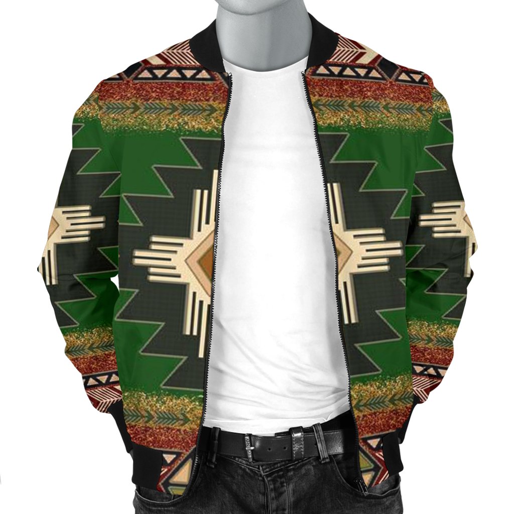 Indigenous Design Green Native American Bomber Jacket LT10 - Wonder Print Shop